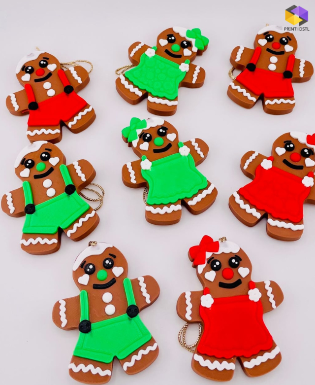 Gingerbread People Ornament STL File