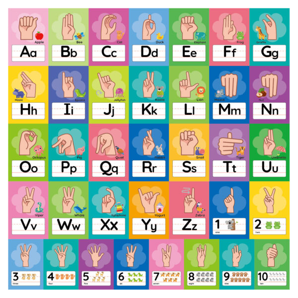 ASL Alphabet and Number Flash Cards – 36 PCS Bulletin Board Set for Preschool & Kindergarten 