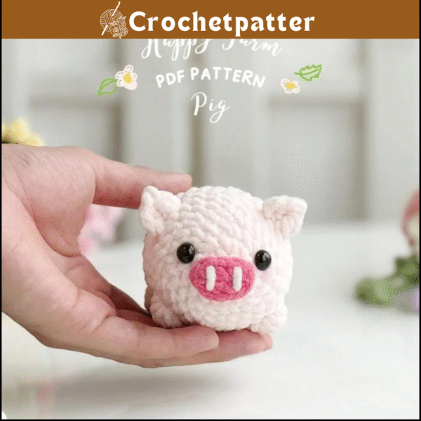 Pig No Sew Crochet Pattern, No Sew Amigurumi Crochet Patterns, Crochet Pattern, Plushie Pattern