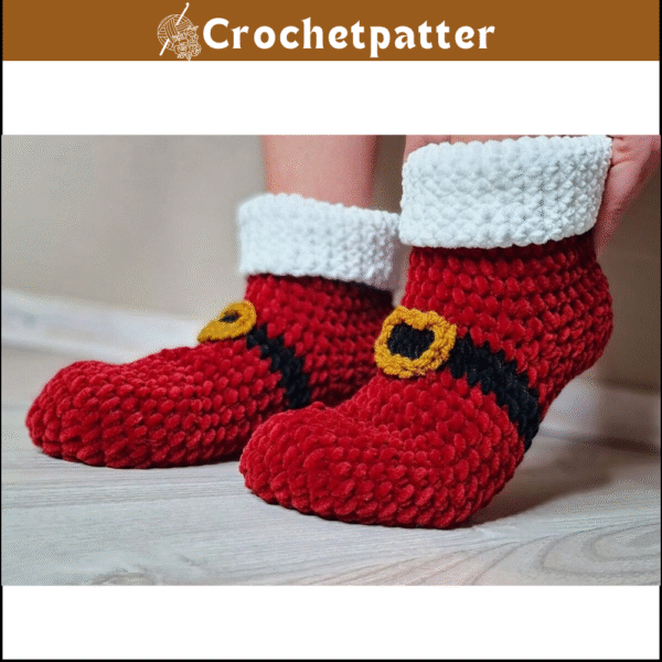 WAUW!! Santas Slippers | Many SIZES | AMAZING Christmas Crochet Bootie Slippers Pattern Pdf