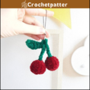Crochet Pattern Cherry Keychain - No Sew Amigurumi Tutorial PDF in English