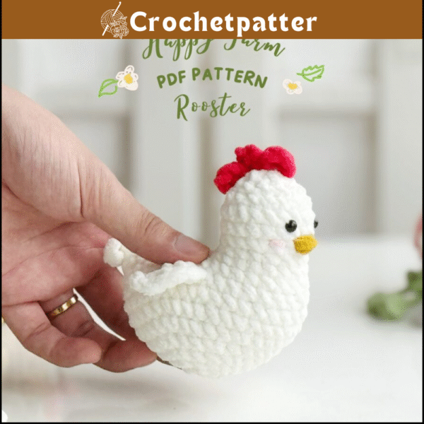 Rooster No Sew Crochet Pattern – Charming Amigurumi Plushie