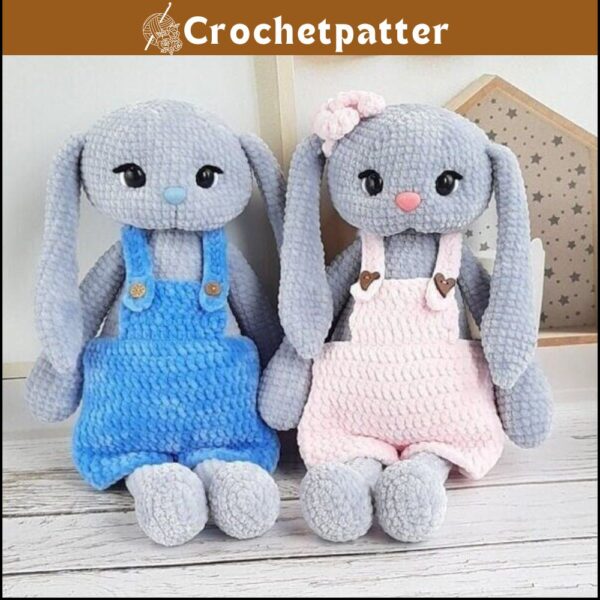 Crochet Pattern Bunny in Overall – Amigurumi Tutorial in English
