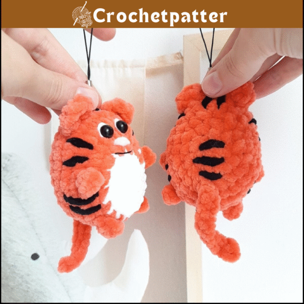 Crochet Pattern Tiger Keychain - No Sew Amigurumi Tutorial PDF in English | Christmas Decor
