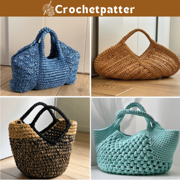 4 Crochet Patterns: Versatile Tote and Purse Collection