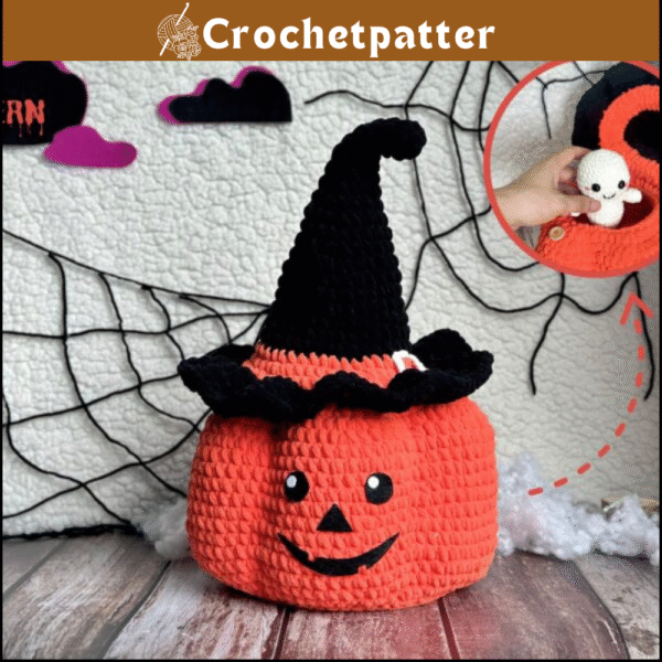 Pumpkin Halloween Bucket Crochet Pattern - Spooky Amigurumi Halloween Bucket