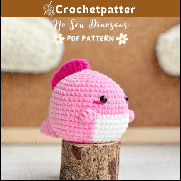 No Sew Dinosaur Crochet Pattern – Adorable Pink T-rex Amigurumi