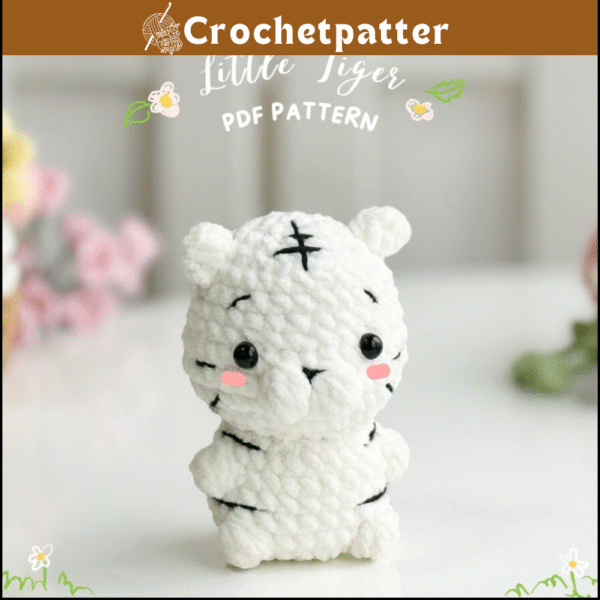 White Tiger No Sew Crochet Pattern – Elegant No Sew Amigurumi Plushie