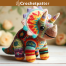 African Flower Triceratops Crochet Pattern - Digital Download