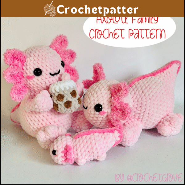 Axolotl Family Crochet Pattern - Cute and Fun Amigurumi PDF