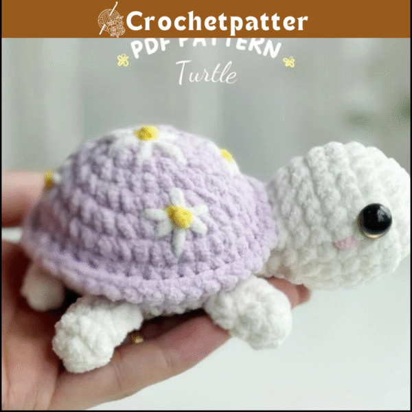Daisy Purple Turtle No Sew Crochet Pattern - Adorable Amigurumi Plush