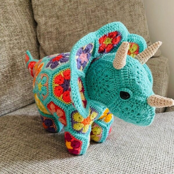 Plod the African Flower Triceratops Crochet Pattern - English PDF Digital Download
